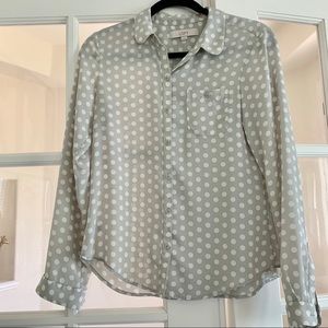 Gray Loft Polk a dot button down blouse